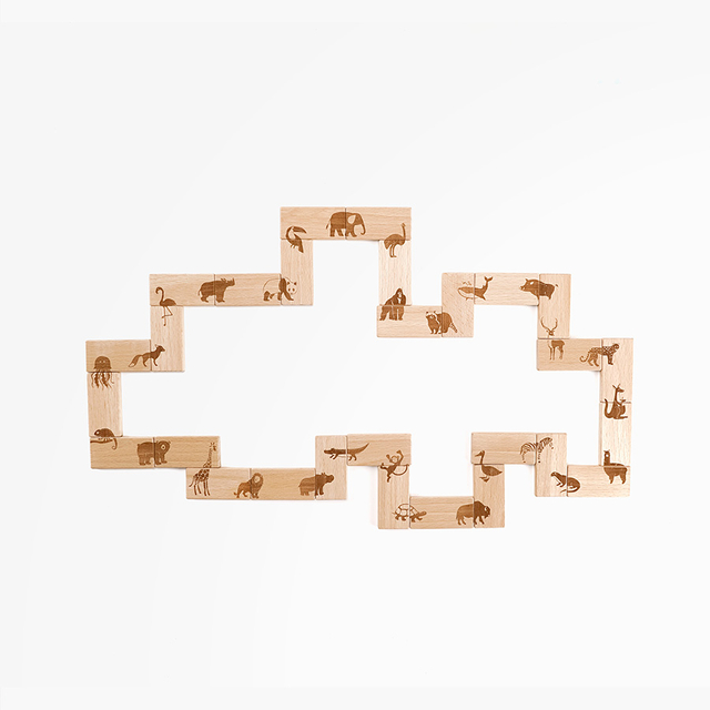 Wooden Domino game / Animal Domino play 