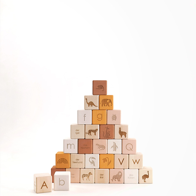 German Alphabet Blocks / Mustard-pink