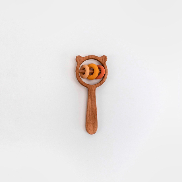 Bear and rings rattle / Yellow-pink